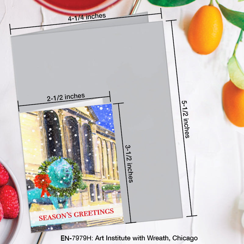 Art Institute with Wreath, Chicago, Greeting Card (7979H), Enclosure Card, www.printedcanvas.com