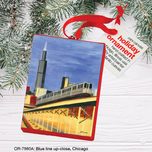 Blue Line Up-Close, Chicago, Ornament (OR-7980A), Front, printedcanvas.com
