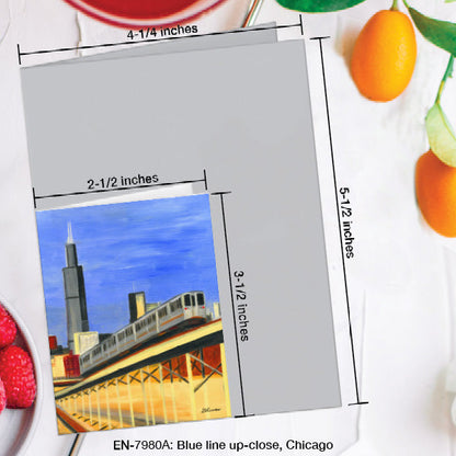 Blue Line Up-Close, Chicago, Greeting Card (7980A), Enclosure Card, www.printedcanvas.com