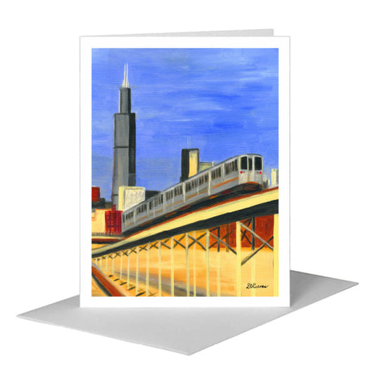 Blue Line Up-Close, Chicago, Greeting Card (#7980A) A2 Card Front, www.printedcanvas.com