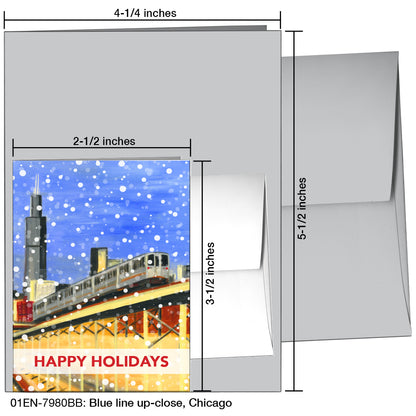 Blue Line Up-Close, Chicago, Greeting Card (7980BB)