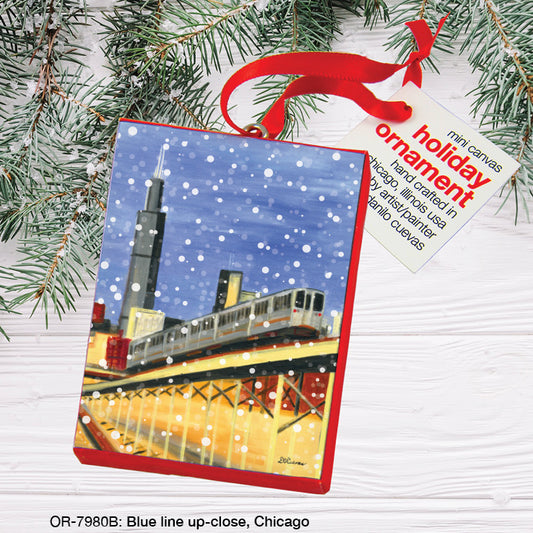 Blue Line Up-Close, Chicago, Ornament (OR-7980B), Front, printedcanvas.com
