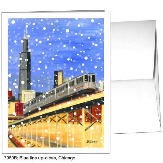 Blue Line Up-Close, Chicago, Greeting Card (7980B), A2, printedcanvas.com