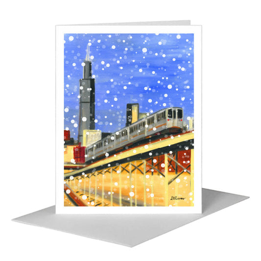 Blue Line Up-Close, Chicago, Greeting Card (#7980B) A2 Card Front, www.printedcanvas.com