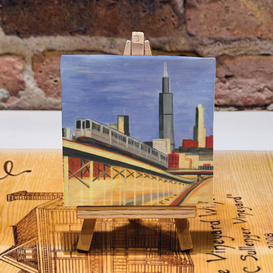Blue Line Up-Close, Chicago, Mini Artwork (MA-7980C)