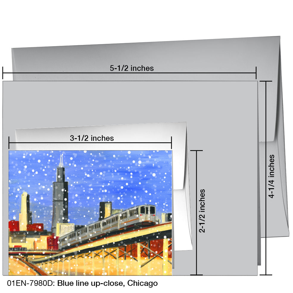 Blue Line Up-Close, Chicago, Greeting Card (7980D), Enclosure, printedcanvas.com