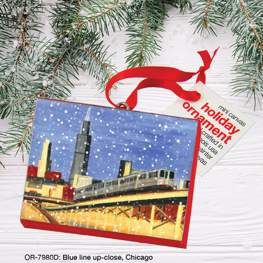 Blue Line Up-Close, Chicago, Ornament (OR-7980D), Front, printedcanvas.com