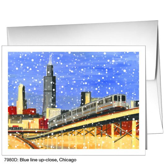 Blue Line Up-Close, Chicago, Greeting Card (7980D), A2, printedcanvas.com