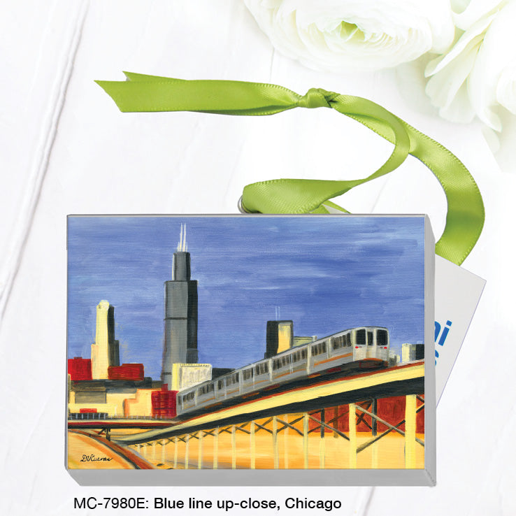 Blue Line Up-Close, Chicago, Mini Canvas (MC-7980E), Front, printedcanvas.com