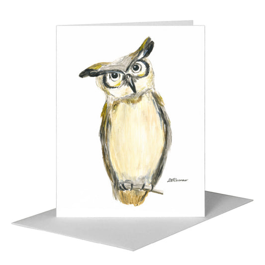 Great Horned Owl, Greeting Card (#7992A) A2 Card Front, www.printedcanvas.com