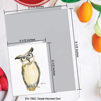 Great Horned Owl, Greeting Card (7992A), Enclosure Card, www.printedcanvas.com