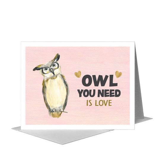 Great Horned Owl, Greeting Card (#7992B) A2 Card Front, www.printedcanvas.com