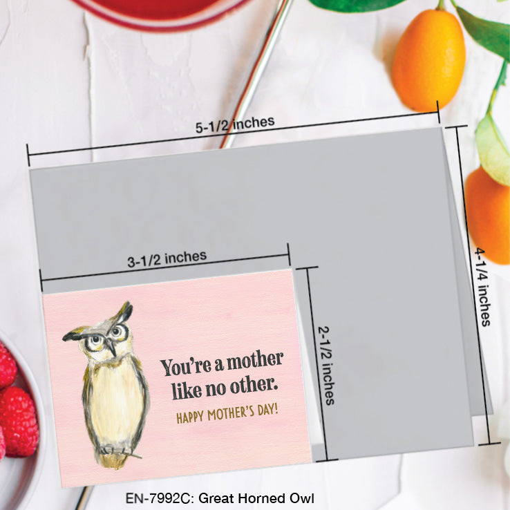 Great Horned Owl, Greeting Card (7992C), Enclosure, www.printedcanvas.com