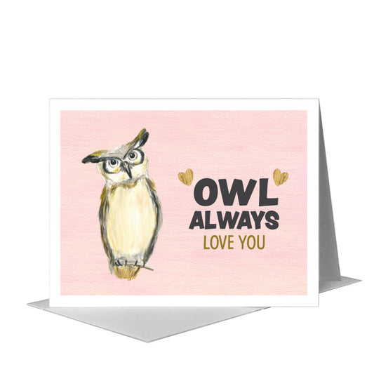Great Horned Owl, Greeting Card (#7992E) A2 Card Front, www.printedcanvas.com