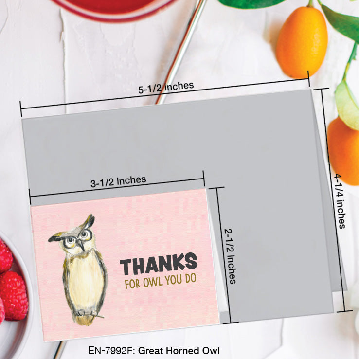 Great Horned Owl, Greeting Card (7992F), Enclosure Card, www.printedcanvas.com