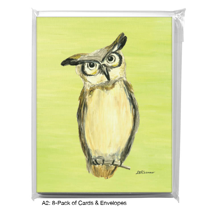 Great Horned Owl, Greeting Card (#7992P), 8-Pack, www.printedcanvas.com