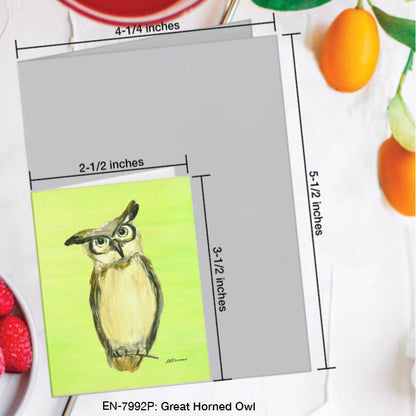 Great Horned Owl, Greeting Card (#7992P), Enclosure Card, www.printedcanvas.com