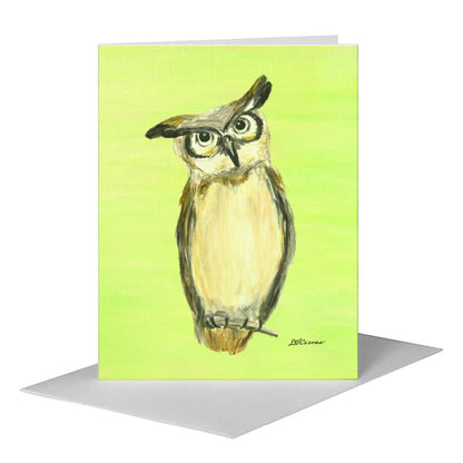 Great Horned Owl, Greeting Card (#7992P), A2 Card Front, www.printedcanvas.com