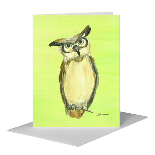 Great Horned Owl, Greeting Card (#7992P) A2 Card Front, www.printedcanvas.com