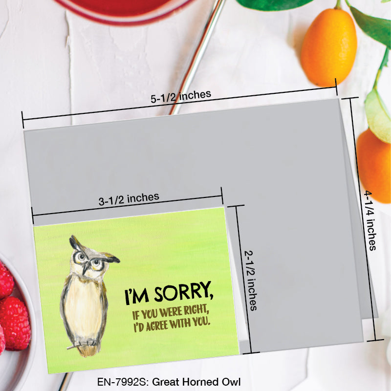Great Horned Owl, Greeting Card (7992S), Enclosure, www.printedcanvas.com