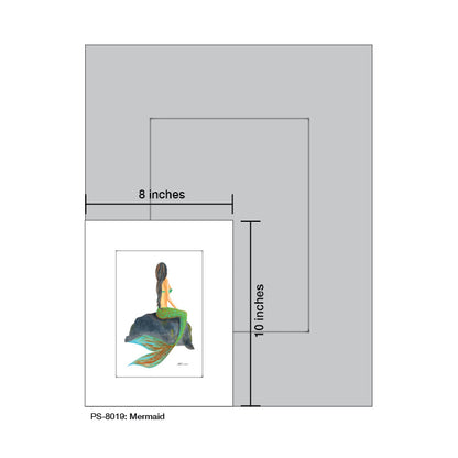 Mermaid, Print (#8019B), Print Matted, www.printedcanvas.com