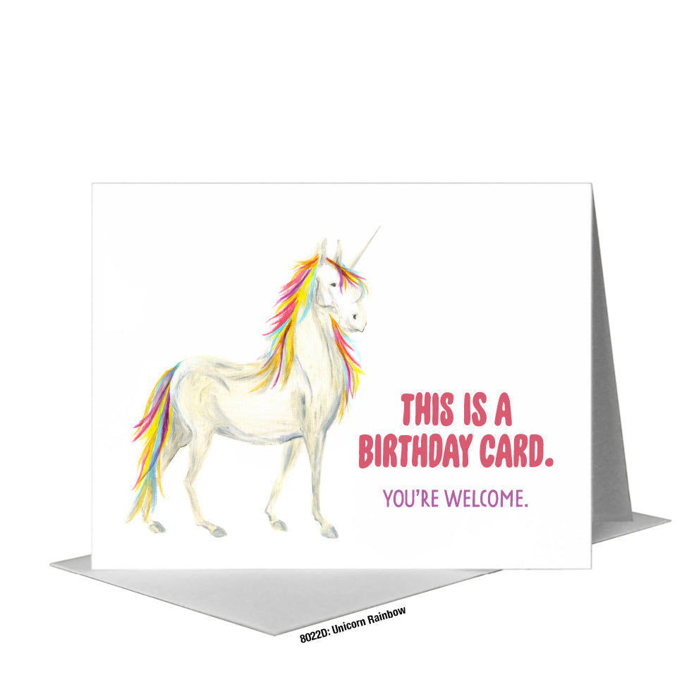 Unicorn Rainbow, Greeting Card (#8022D)