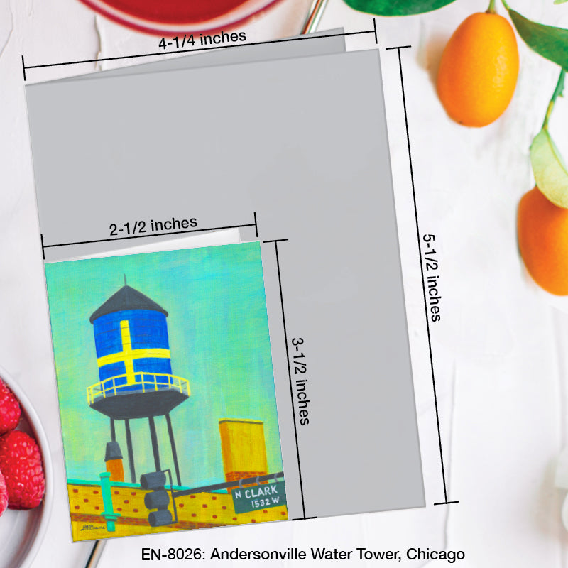 Andersonville Water Tower, Chicago, Greeting Card (8026A), Enclosure Card, www.printedcanvas.com