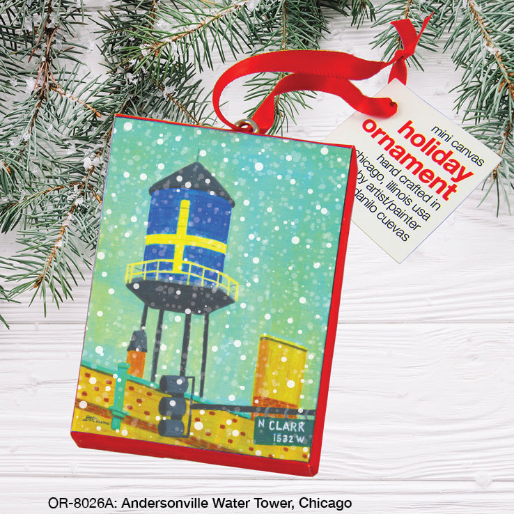 Andersonville Water Tower, Chicago, Ornament (OR-8026A), Front, printedcanvas.com