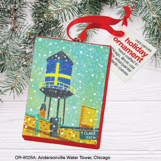 Andersonville Water Tower, Chicago, Ornament (OR-8026A), Front, printedcanvas.com