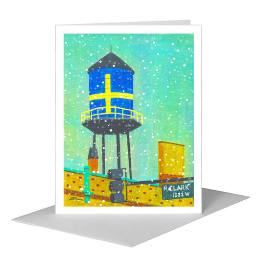 Andersonville Water Tower, Chicago, Greeting Card (#8026B) A2 Card Front, www.printedcanvas.com