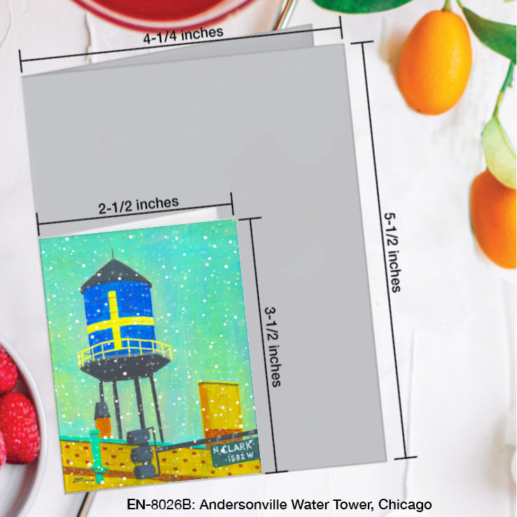 Andersonville Water Tower, Chicago, Greeting Card (8026B), Enclosure Card, www.printedcanvas.com
