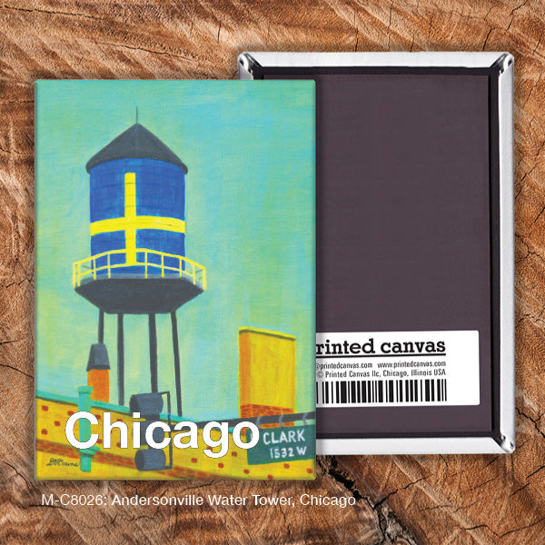 Andersonville Water Tower, Chicago, Magnet (M-8026A), front, printedcanvas.com