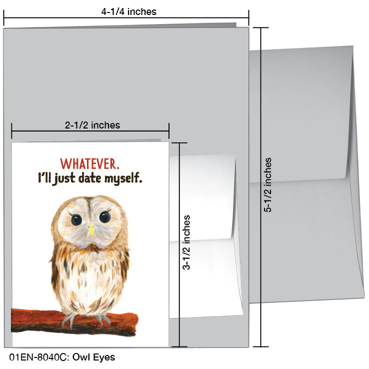 Owl Eyes, Greeting Card (8040C), Enclosure Card, www.printedcanvas.com