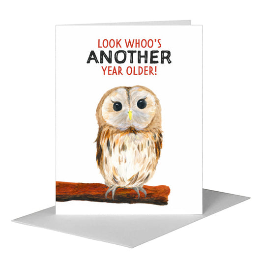 Owl Eyes, Greeting Card (#8040G) A2 Card Front, www.printedcanvas.com