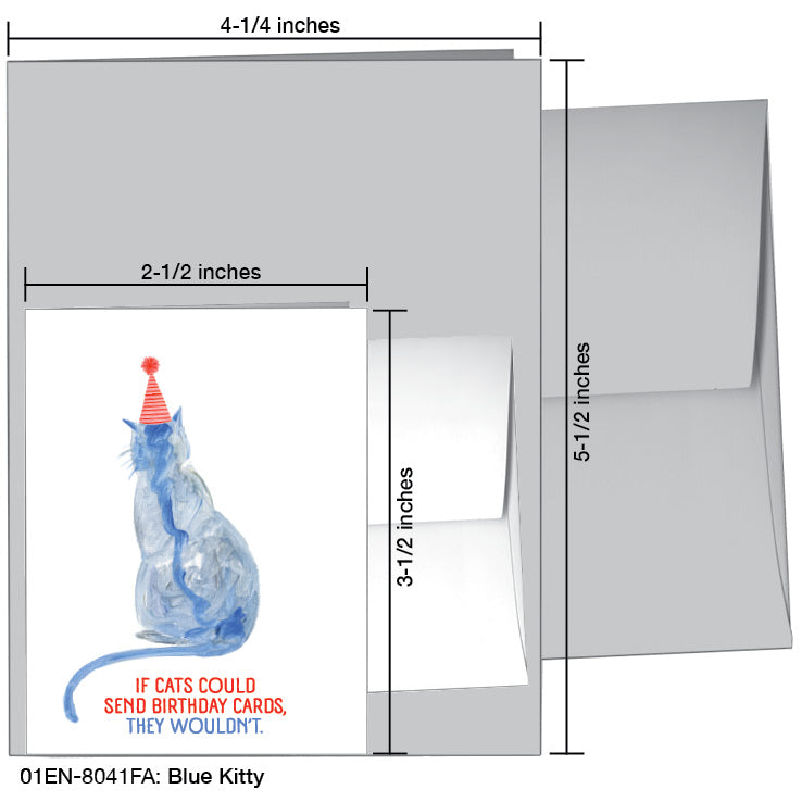 Blue Kitty, Greeting Card (#8041FA), Enclosure Card, www.printedcanvas.com