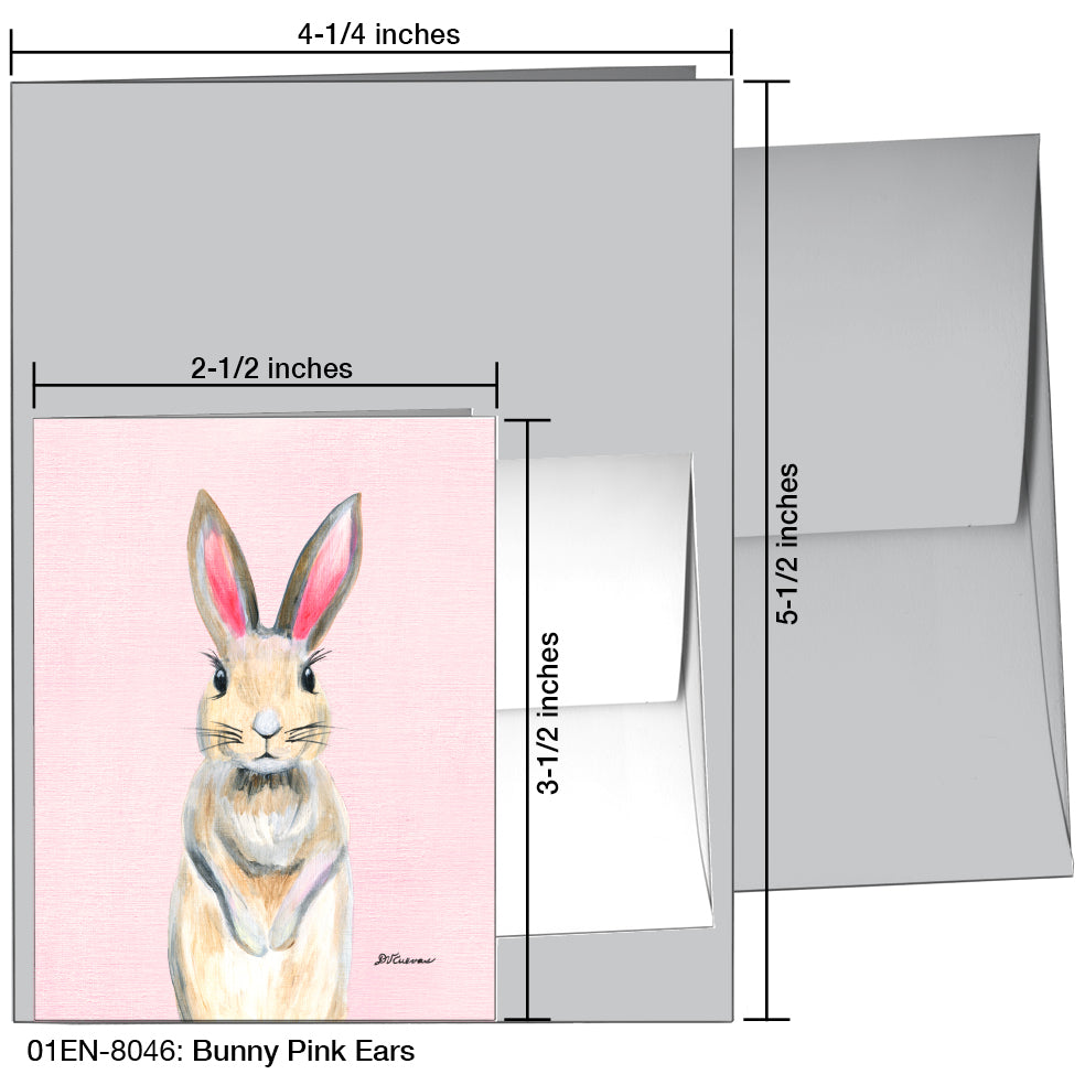 Bunny Pink Ears, Greeting Card (8046)