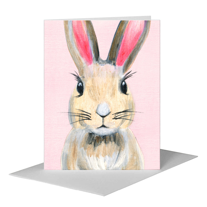 Bunny Pink Ears, Greeting Card (#8046B) A2 Card Front, www.printedcanvas.com