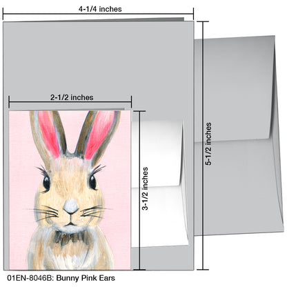 Bunny Pink Ears, Greeting Card (8046B)