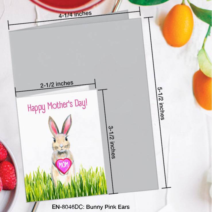 Bunny Pink Ears, Greeting Card (8046DC), Enclosure, www.printedcanvas.com