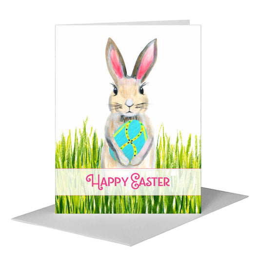Bunny Pink Ears, Greeting Card (#8046E) A2 Card Front, www.printedcanvas.com
