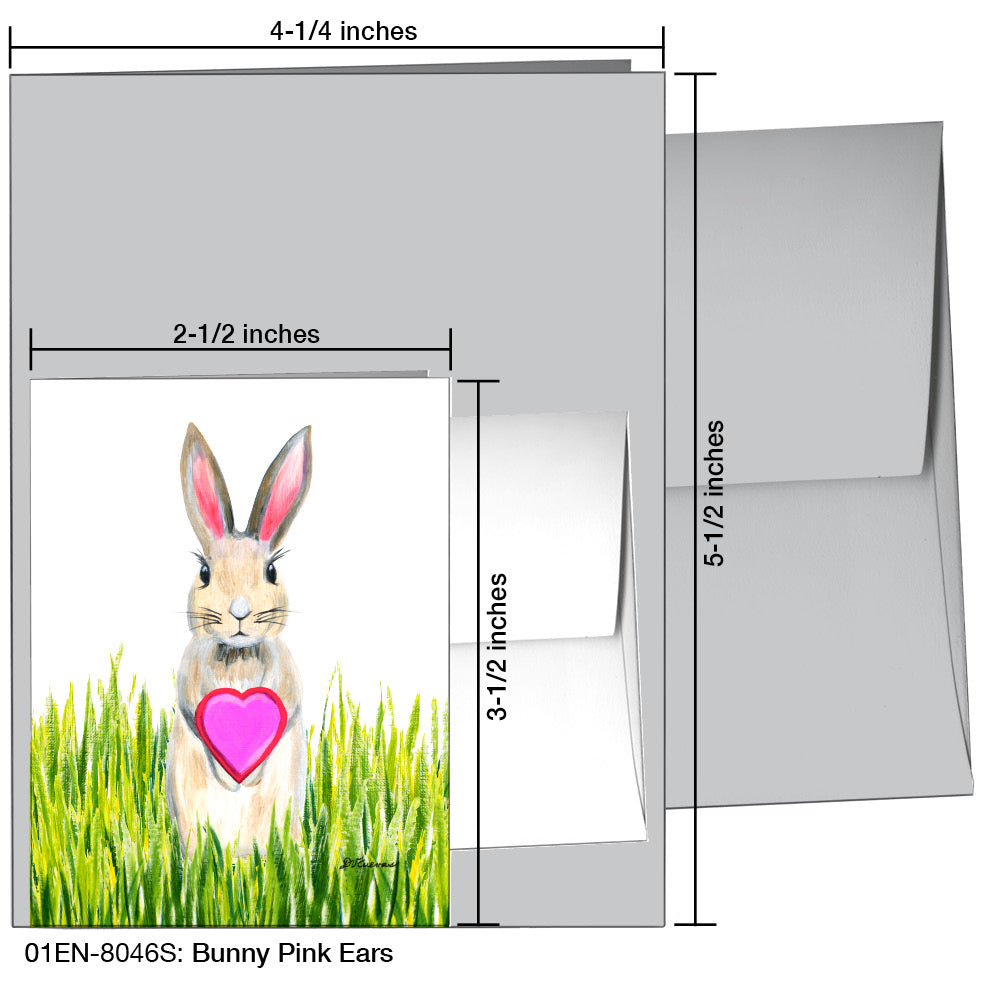 Bunny Pink Ears, Greeting Card (8046S)