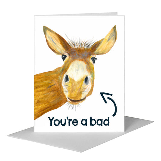 Donkey Face, Greeting Card (#8055F) A2 Card Front, www.printedcanvas.com