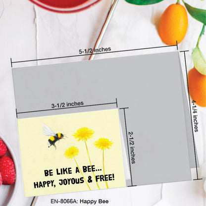 Happy Bee, Greeting Card (8066A), Enclosure, www.printedcanvas.com