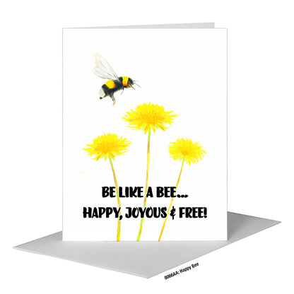 Happy Bee, Greeting Card (#8066AA)