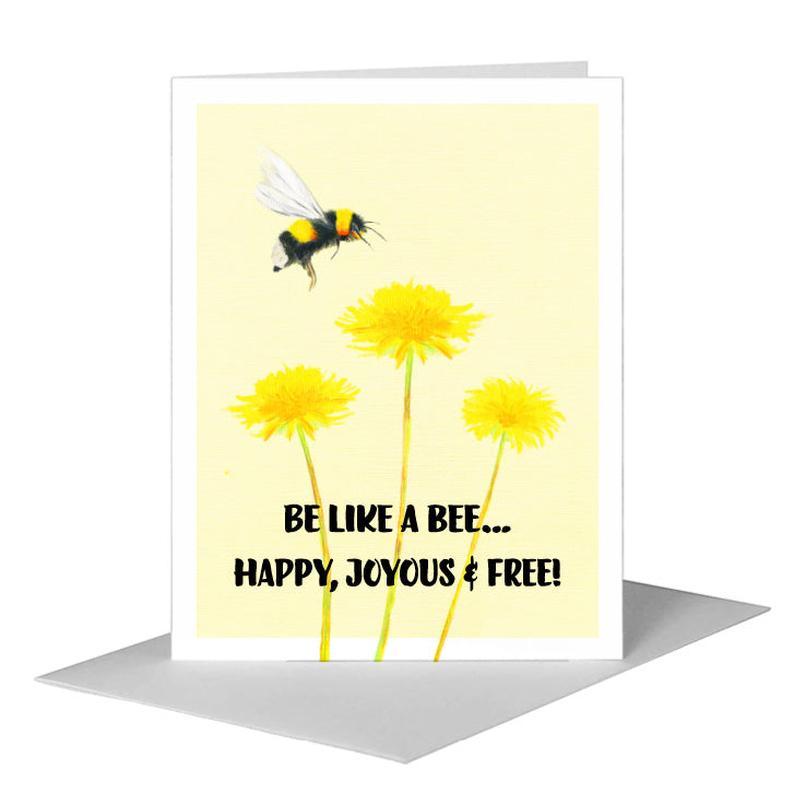 Happy Bee, Greeting Card (#8066AA), A2 Card Front, www.printedcanvas.com