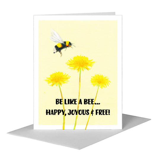 Happy Bee, Greeting Card (#8066AA) A2 Card Front, www.printedcanvas.com