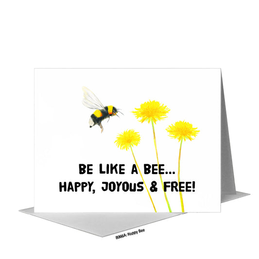 Happy Bee, Greeting Card (#8066A), A2 Card Front, www.printedcanvas.com