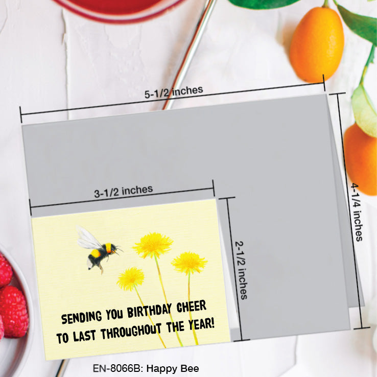 Happy Bee, Greeting Card (8066B), Enclosure, www.printedcanvas.com