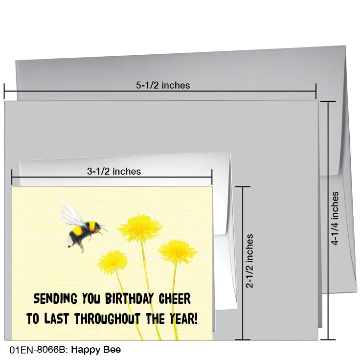 Happy Bee, Greeting Card (8066B), Enclosure, www.printedcanvas.com