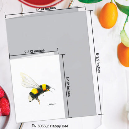 Happy Bee, Greeting Card (8066C), Enclosure Card, www.printedcanvas.com